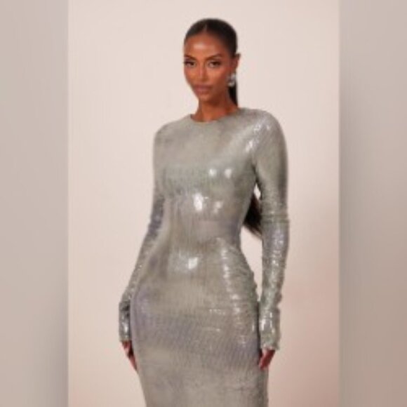 The Maya Midaxi Dress by Mars The Label (Silver Sequin) - Picture 1 of 7